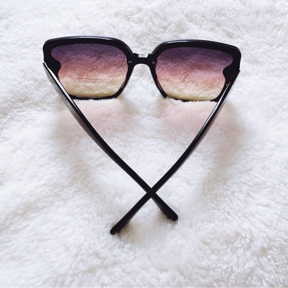 Abby Black & Pink Square Frame Sunglasses - Picture 9 of 10